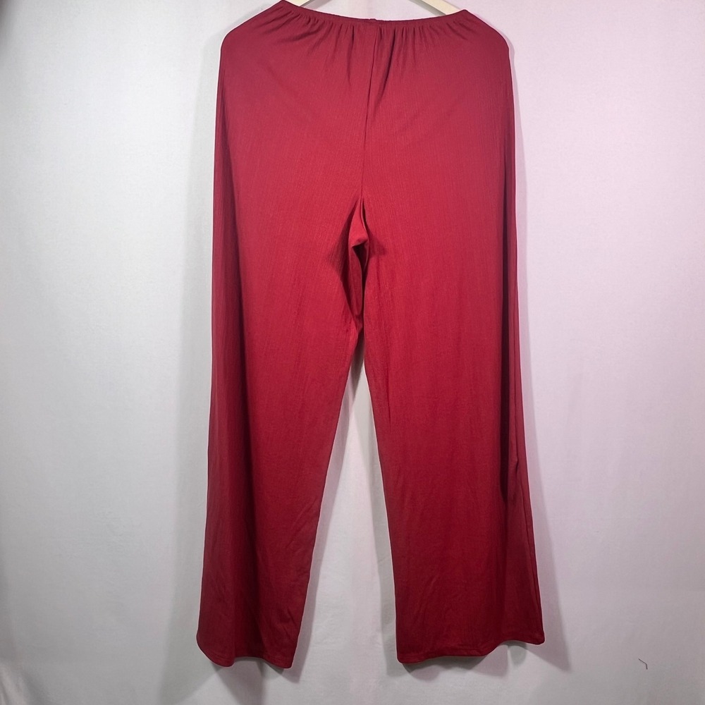 Auden Womens Red Ribbed Wide Leg Pajama Pants Sleepwear Large NWT